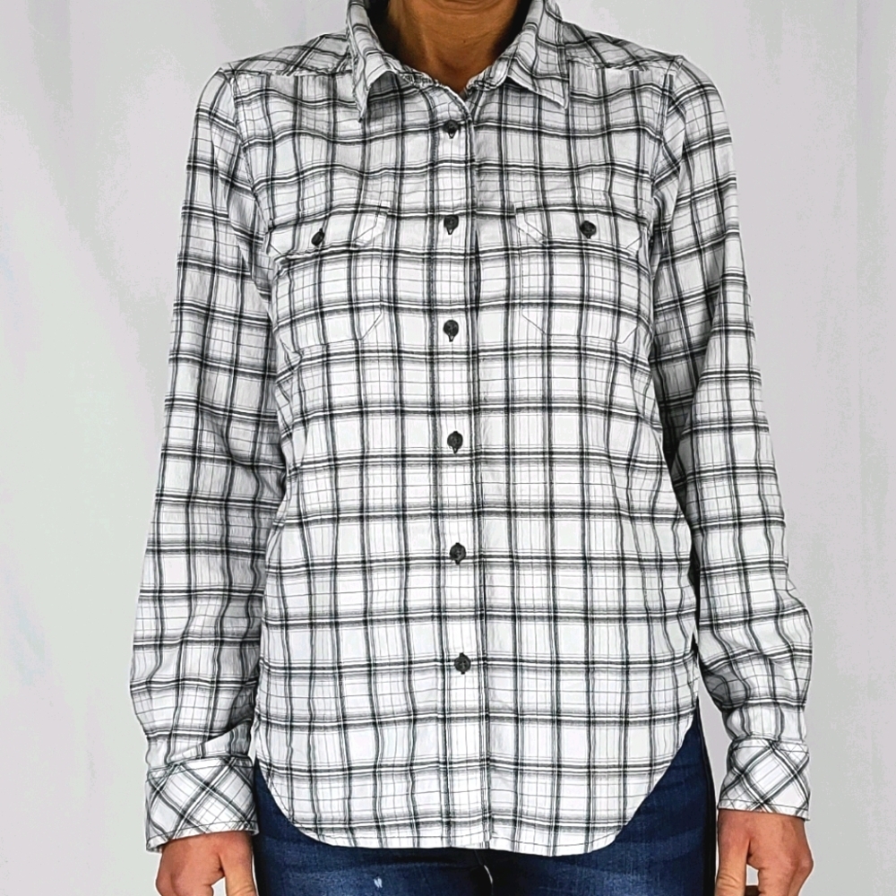 Kavu Women's Black and White Plaid Button Down Shirt